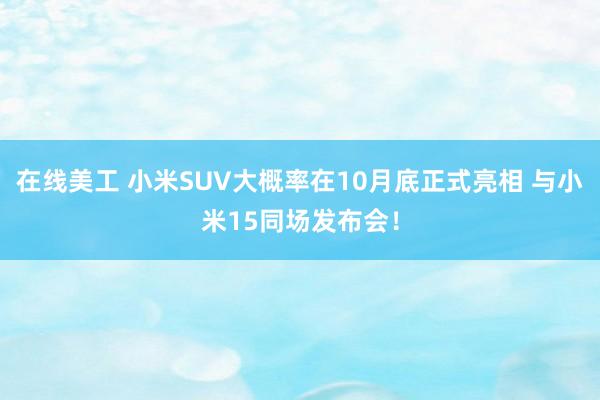 在线美工 小米SUV大概率在10月底正式亮相 与小米15同场发布会！